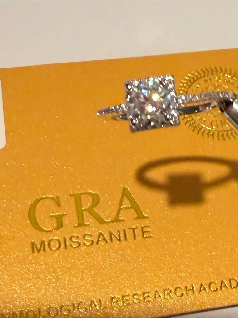 1.0CT GRA MOISSANITE Princess Cut s925 Sterling Silver Ring/ Size 9